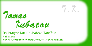 tamas kubatov business card